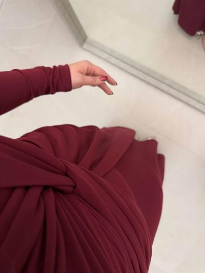 Coco Vatkalı Tasarım Elbise Bordo