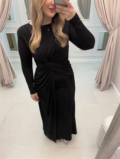 Coco Vatkalı Tasarım Elbise Siyah