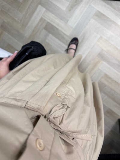 Defne Bel Büzgülü Orj Marka Model Elbise Camel