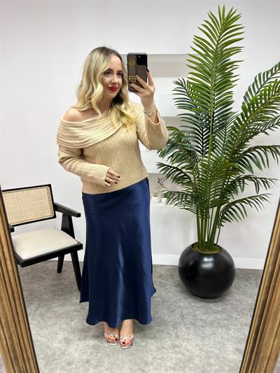 Degaje Yaka Fitilli Kazak  Bej