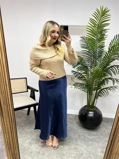 Degaje Yaka Fitilli Kazak  Bej