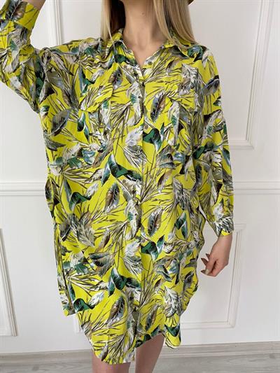 Desenli Düğmeli Gömlek / Elbise