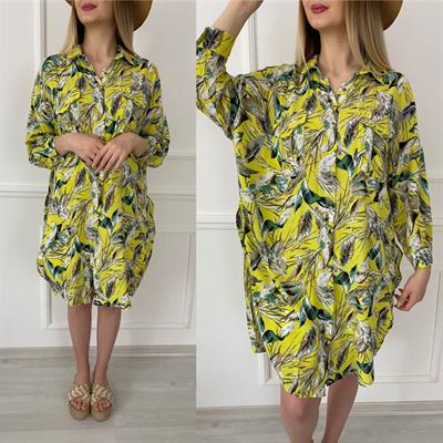 Desenli Düğmeli Gömlek / Elbise