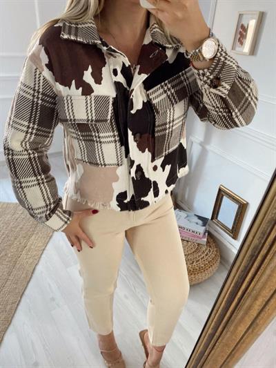 Desenli Düğmeli Tasarım Ceket/Gömlek