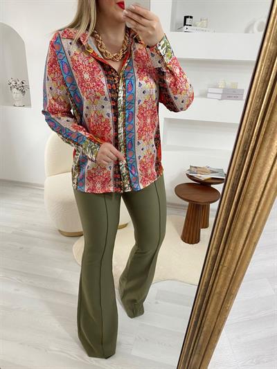 Desenli Saten Gömlek
