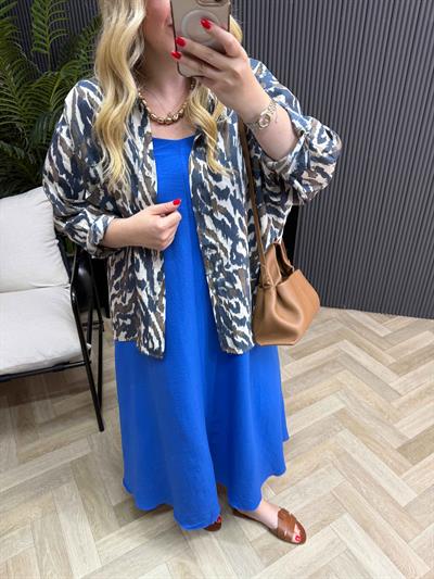 Desenli Tensel Gömlek Lacivert