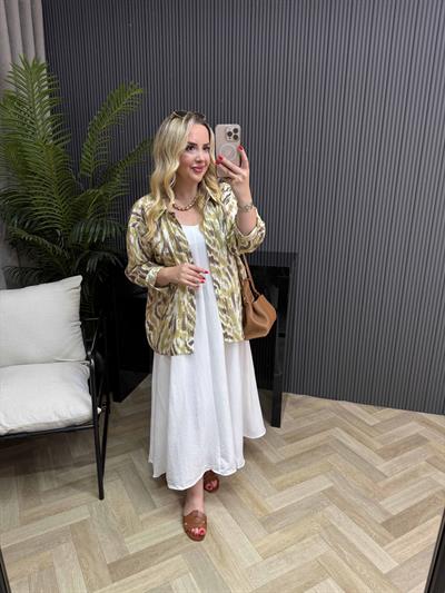 Desenli Tensel Gömlek Olive