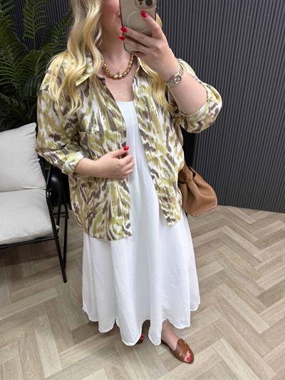 Desenli Tensel Gömlek Olive