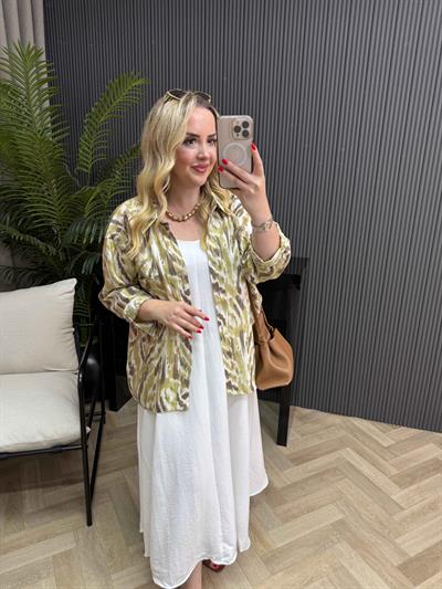 Desenli Tensel Gömlek Olive