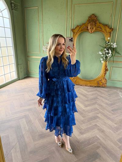 Diamond Kat Kat Şifon Elbise Mavi