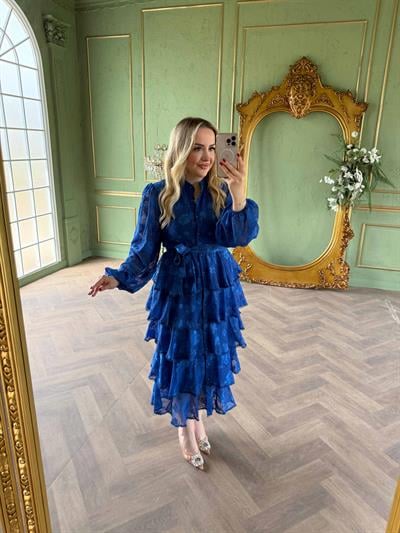 Diamond Kat Kat Şifon Elbise Mavi