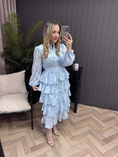 Diamond Kat Kat Tasarım Şifon Elbise Bebek Mavi