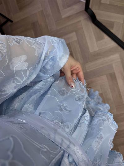 Diamond Kat Kat Tasarım Şifon Elbise Bebek Mavi