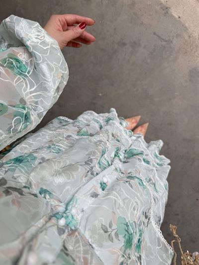 Diamond Kat Kat Tasarım Şifon Elbise Su Yeşil