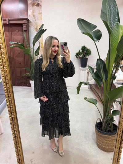 Diamond Puantiyeli Şifon Elbise