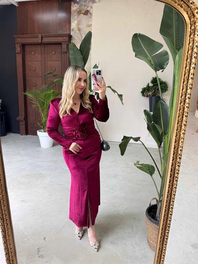 Diva Kadife Tasarım Elbise Bordo