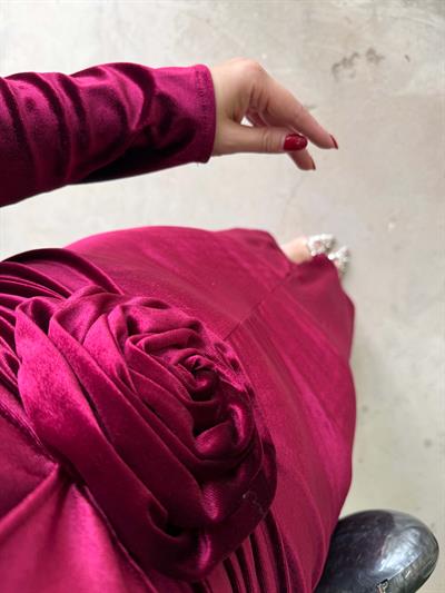 Diva Kadife Tasarım Elbise Bordo