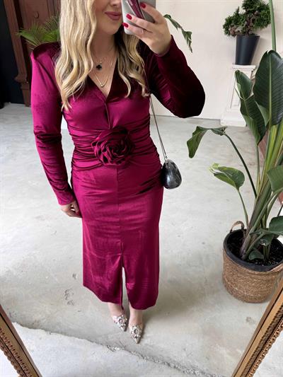 Diva Kadife Tasarım Elbise Bordo