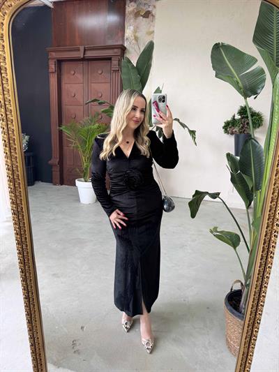 Diva Kadife Tasarım Elbise Siyah