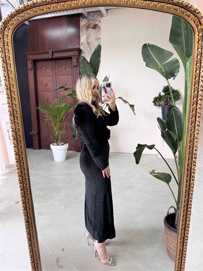 Diva Kadife Tasarım Elbise Siyah