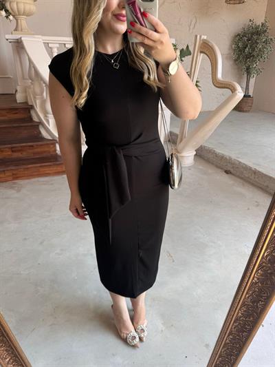 Düğüm Detaylı Modal Kumaş Elbise Siyah