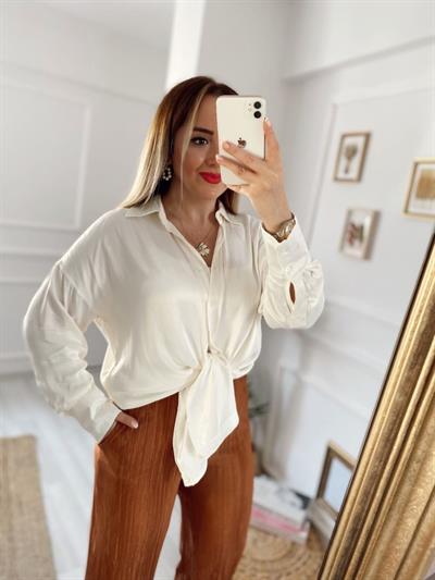 Ekru Özel Seri Saten Gömlek