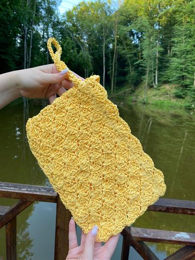 El Örgüsü Hasir Çanta Sarı Renk