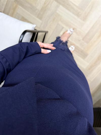 Eleni Fiyonk Bağlama Ve Dantel Detaylı Elbise Lacivert