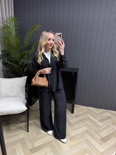 Elina Arkası Fiyonk Detaylı Tasarım Takım Siyah