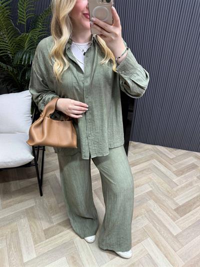 Elina Arkası Fiyonk Detaylı Tasarım Takım Haki