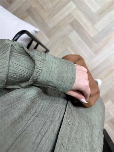 Elina Arkası Fiyonk Detaylı Tasarım Takım Haki