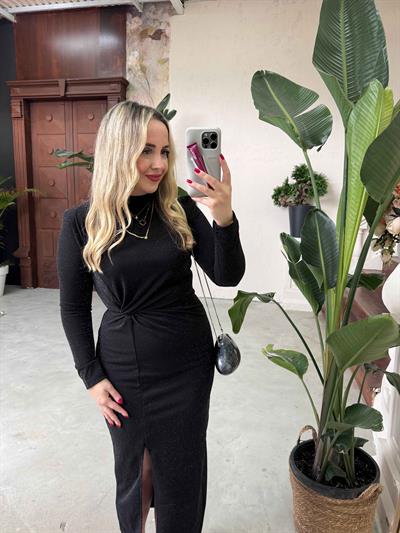 Elsa Simli Düğüm Detaylı Elbise Siyah