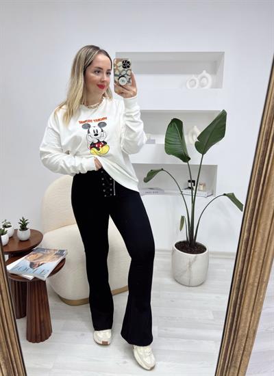 Fermuar Detaylı İspanyol Tayt Pantolon