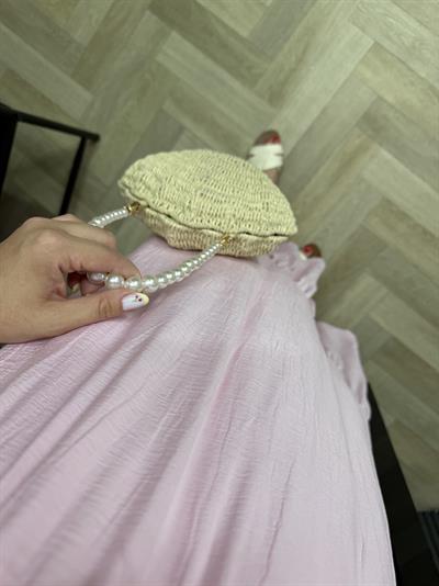 Fırfır Yaka Detaylı Tensel Elbise Pembe