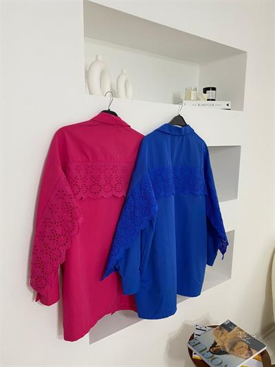 Fisto Detaylı Pembe Gömlek