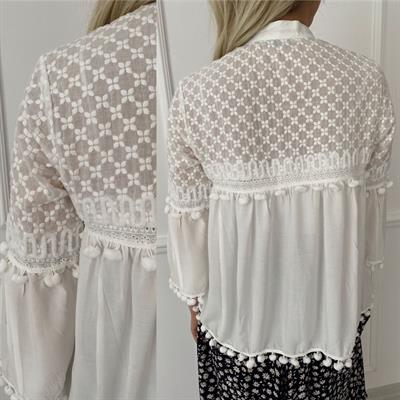 Fisto Detaylı Ponponlu Pamuk Ceket/Gömlek