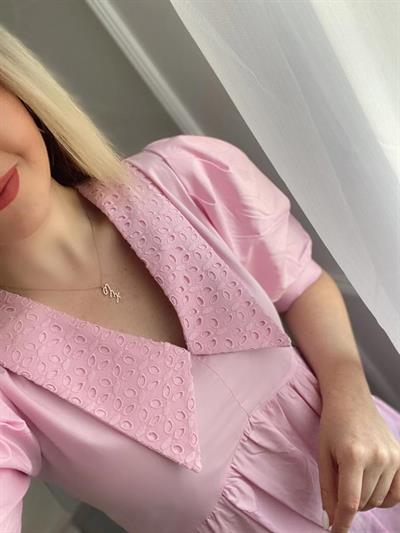 Fisto Yaka Detay Balon Kol Poplin Elbise Pembe