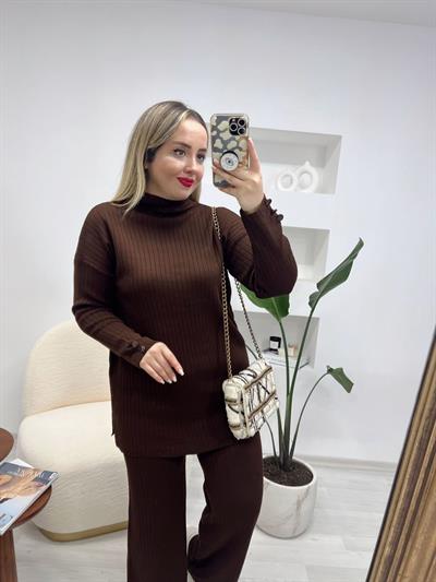 Fitilli Triko Takım Acı Kahve