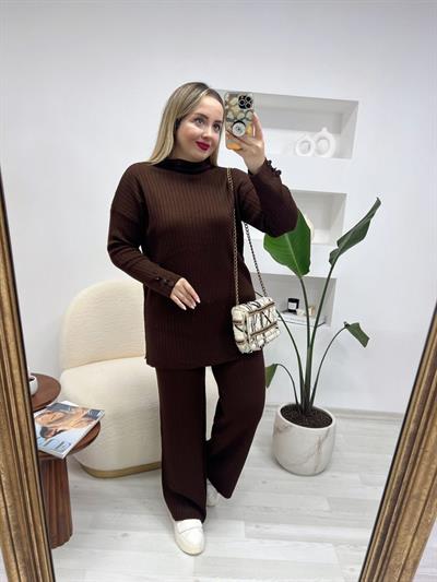 Fitilli Triko Takım Acı Kahve