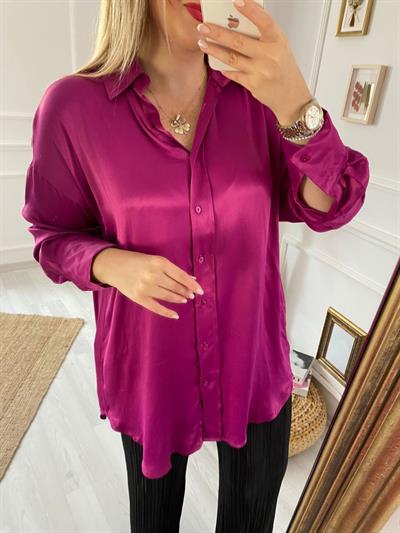 Fuşya Özel Seri Saten Kumaş Gömlek