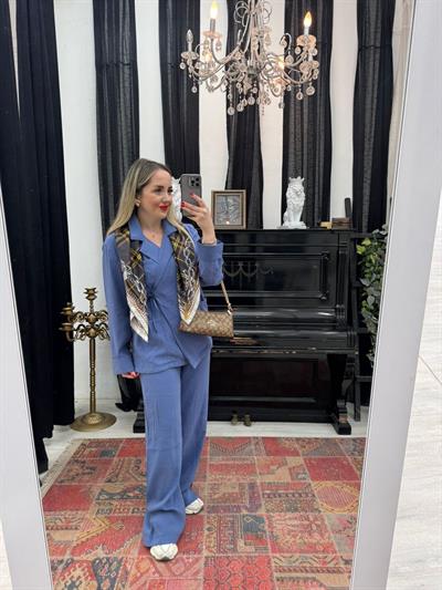 Galia Kruvaze Bağlamalı Takım Mavi