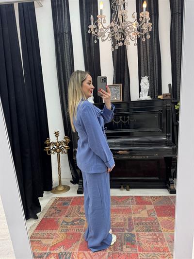 Galia Kruvaze Bağlamalı Takım Mavi