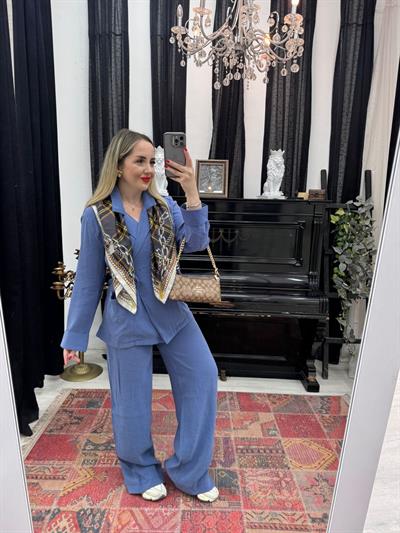 Galia Kruvaze Bağlamalı Takım Mavi