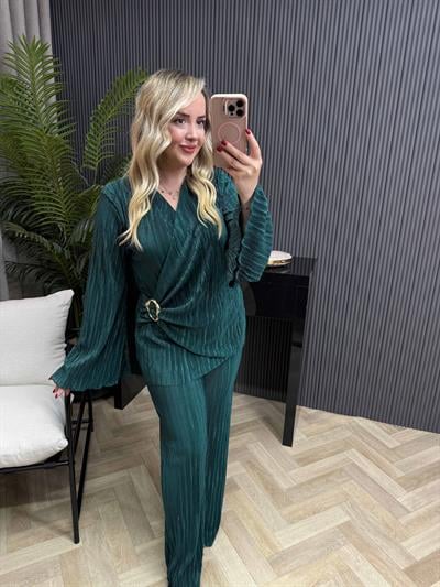 Gemma İspanyol Kol Toka Detaylı Tasarım Pilise Takım Zümrüt