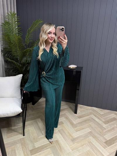 Gemma İspanyol Kol Toka Detaylı Tasarım Pilise Takım Zümrüt