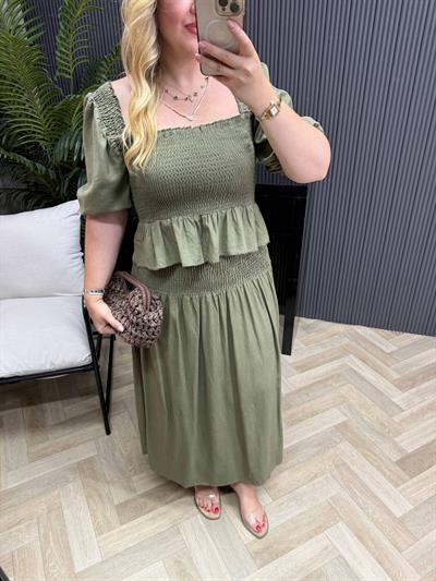 Gipeli Etekli Keten Takım Haki