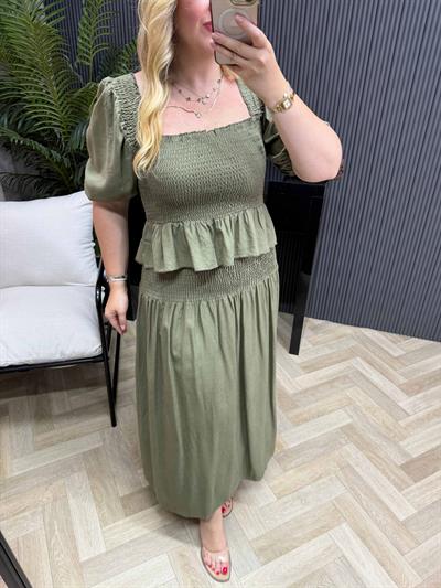 Gipeli Etekli Keten Takım Haki