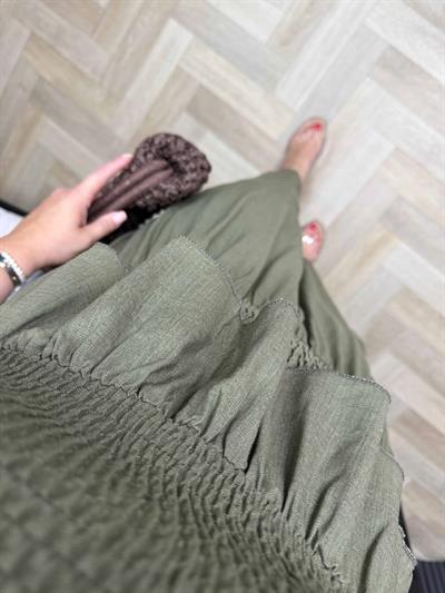 Gipeli Etekli Keten Takım Haki