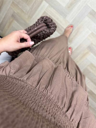 Gipeli Etekli Keten Takım Kahverengi