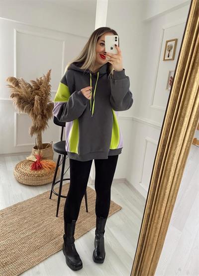 Gri Renk Detaylı Sweatshirt